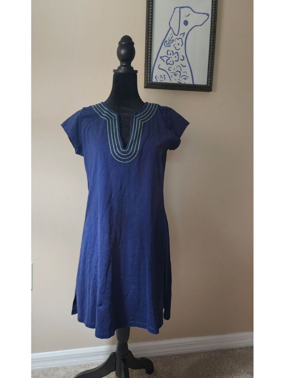 HIHO International Women's Blue Cotton Dress, Size XS